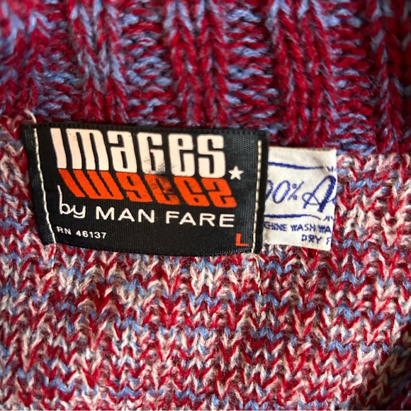 Vintage 70s Man Fare Men’s Patchwork Acrylic Cardigan Sweater Size Large - Picture 9 of 10